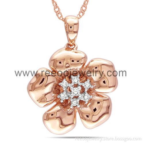 Flower Design Costume Jewelry Necklace, Rose Gold Costume Jewelry